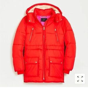 J. Crew Chateau puffer jacket with PrimaLoft® in Cerise